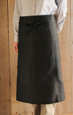 画像1: リネン ギャルソンエプロン　ブラック30%オフsale