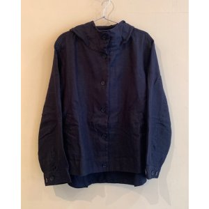 画像: リネンフード付きジャケット　ブラック