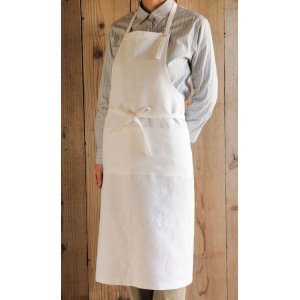 画像: リネン フルエプロン　ホワイト30％オフsale　