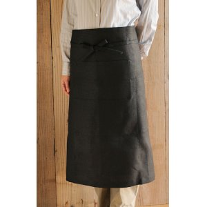 画像: リネン ギャルソンエプロン　ブラック30%オフsale